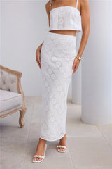 Island Calm Embroidered Maxi Skirt White
