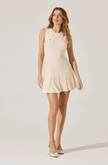 Sleeveless Pleated Skirt Mini Dress