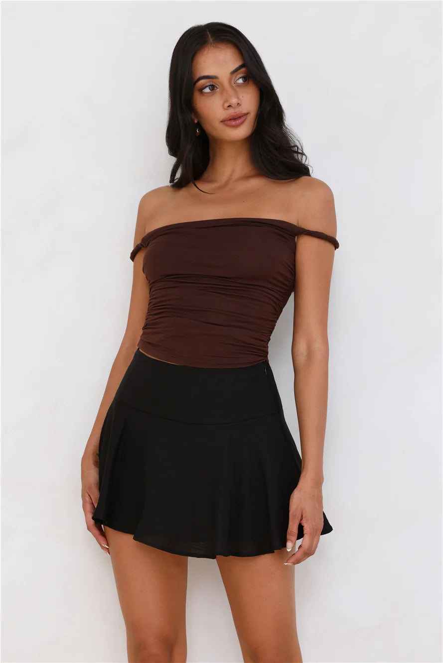 Key Piece Off Shoulder Top Brown
