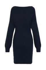 Rafferty Boat Neck Knit Mini Dress - Navy