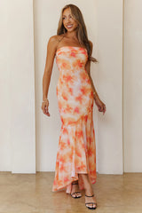 Kissed By Daisies Strapless Maxi Dress Orange