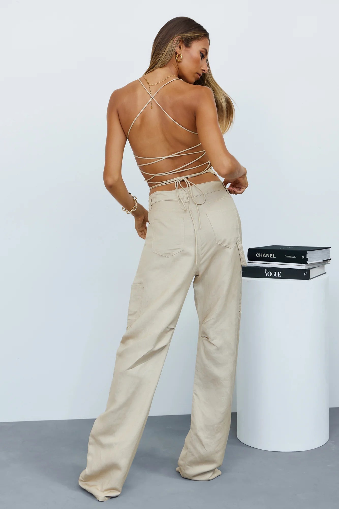 LIONESS Avaris Tie Top Wheat