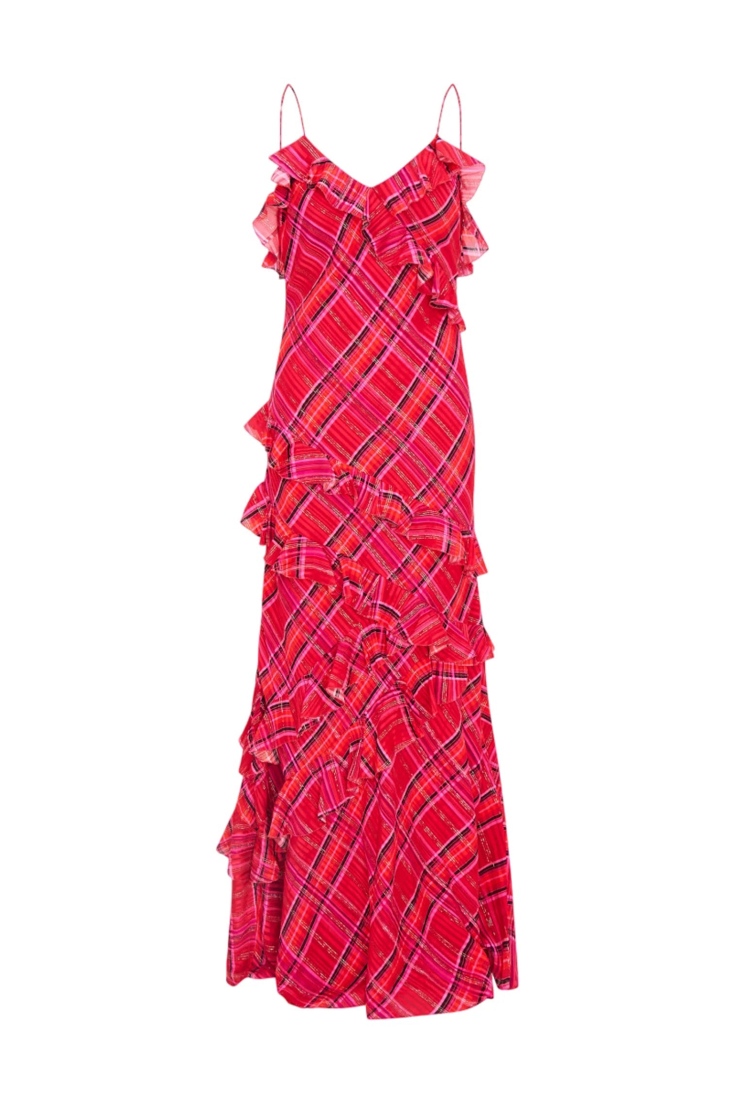 Rialto Silk Tartan Dress - CHEERY RED