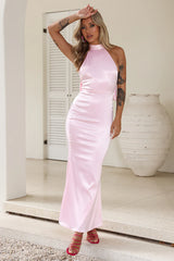 High Desire Satin Maxi Dress Pink