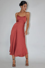 Linka Cami Strap Midi Dress Chocolate