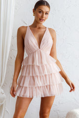 Auguste Tiered Frill Mini Dress Blush
