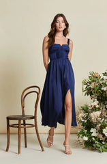Pleated Bustier Midi Dress