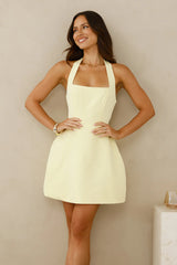 Hotel Service Halter Mini Dress Yellow