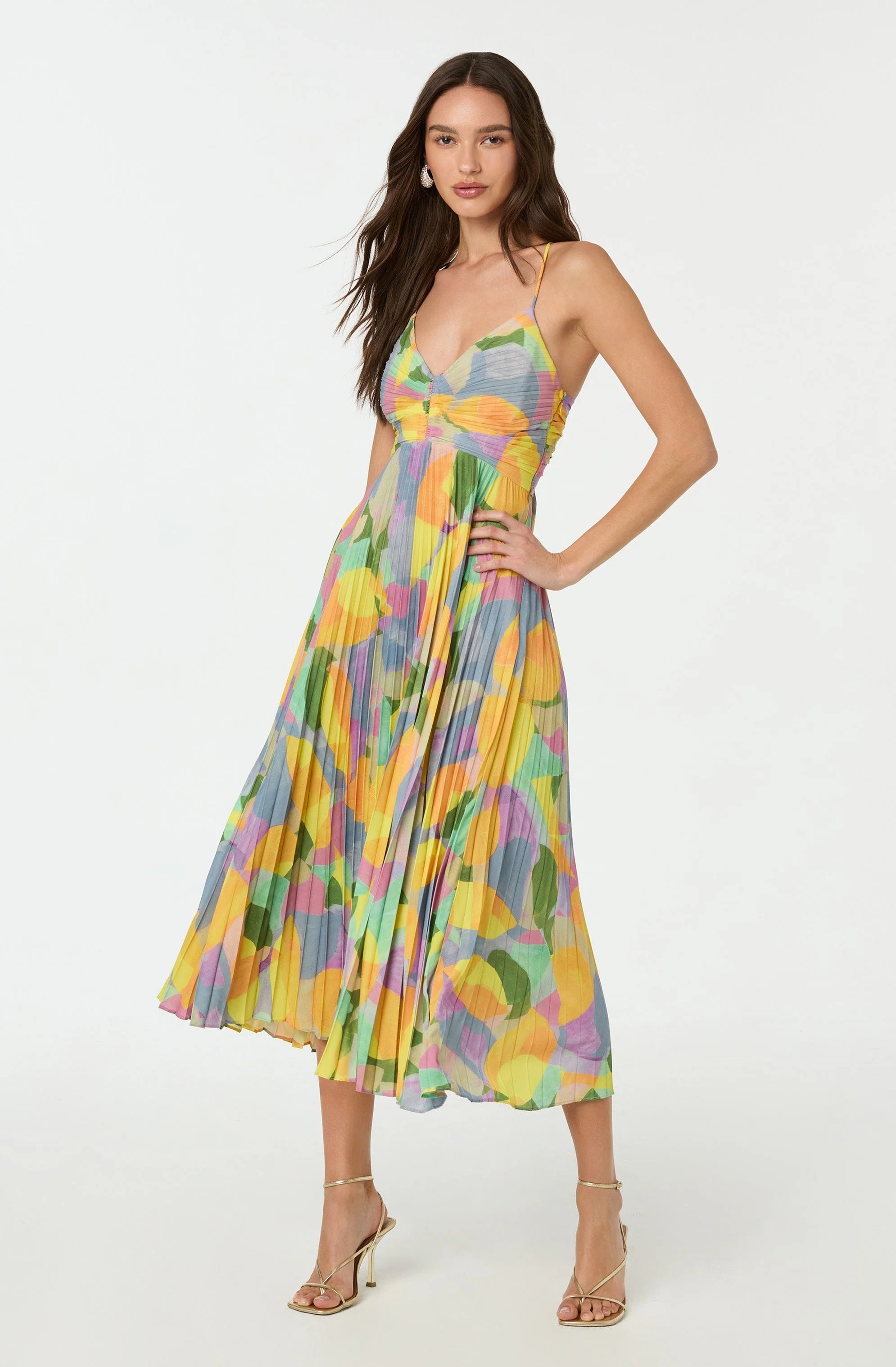 Blythe Floral Plisse Midi Dress