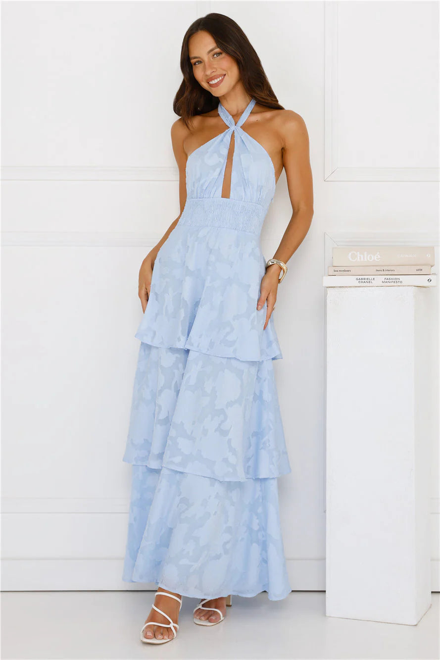 Island Sway Halter Maxi Dress Blue