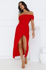 Isolde Off Shoulder Maxi Dress Red