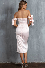 Engelique Tied Sleeve Midi Dress Blush