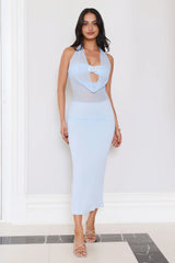 High Key Hottie Halter Maxi Dress Blue