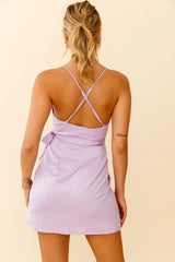 Medellin Gathered Detail Side-Tie Wrap Dress Lilac