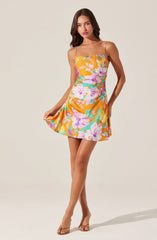 Cerinthe Satin Floral Mini Dress