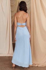 Nerida Twist Back Maxi Dress Steel Blue