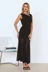 Honey Drizzle Mesh Maxi Dress Black