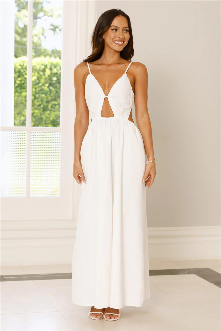Lantern Trail Maxi Dress White