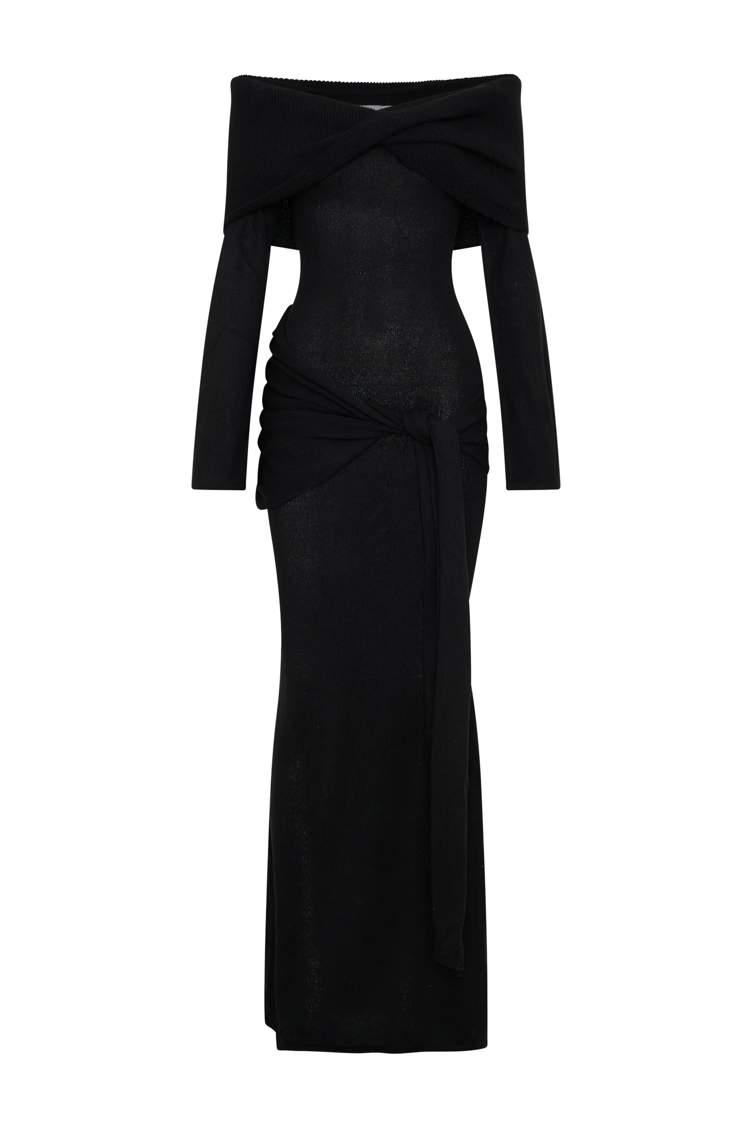 Cameron Off Shoulder Tie Maxi Dress - Black