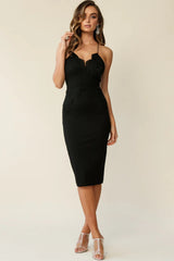 Isla Lace Detail Bodycon Dress Black
