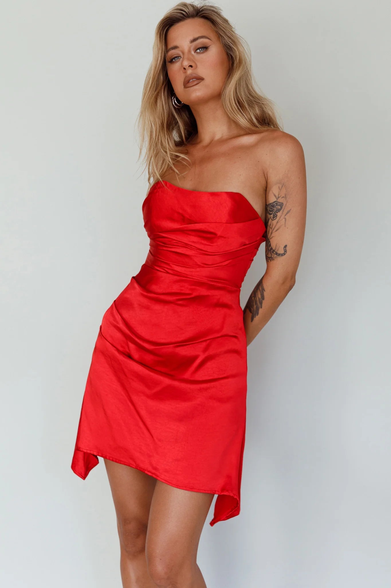 Tamia Strapless Mini Dress Cherry
