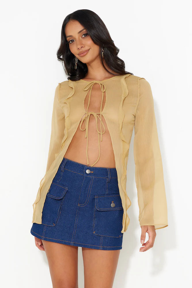 LIONESS Barely There Tie Top Sand