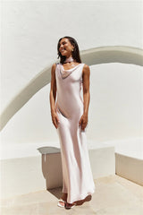 Blossom Kisses Satin Maxi Dress Pink