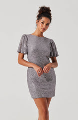 Sequin Flutter Sleeve Mini Dress