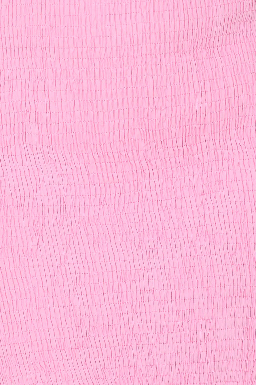 In My Direction Strapless Bubble Midi Dress Pink