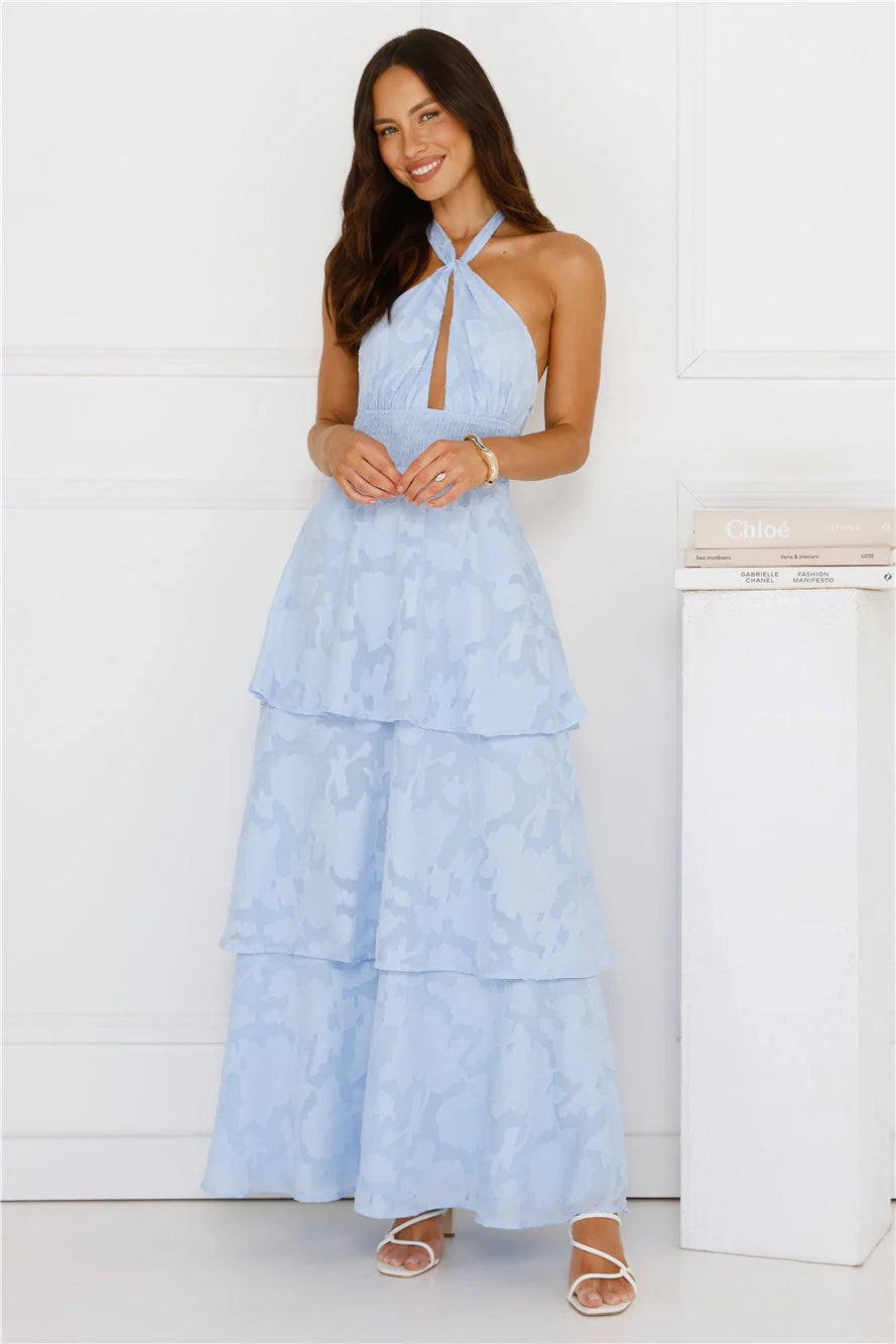 Island Sway Halter Maxi Dress Blue