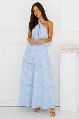 Island Sway Halter Maxi Dress Blue