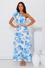 Kehlani One Shoulder Maxi Dress Blue