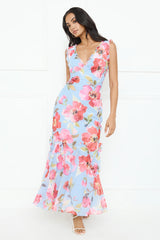 Hibiscus Heat Maxi Dress Blue