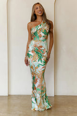 Lagoon Love One Shoulder Maxi Dress Green