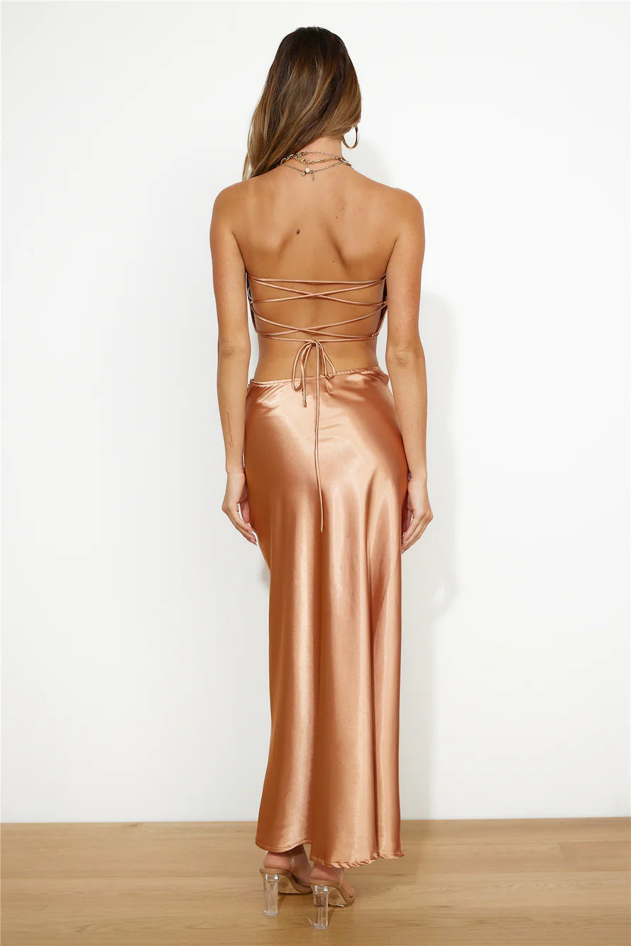 Keep Living Large Maxi Skirt Bronze