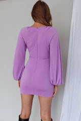 Unforgettable Plunging Neckline Ruched Mini Dress Violet