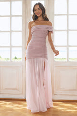 Je T'aime Off Shoulder Maxi Dress Pink