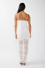 Wander & Roam Frill Trim Lace Dress White