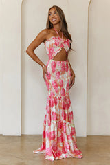 Her Bloom Era Halter Maxi Dress Fuchsia
