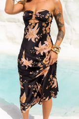 Harvesting Dreams Strapless Satin Maxi Dress Black