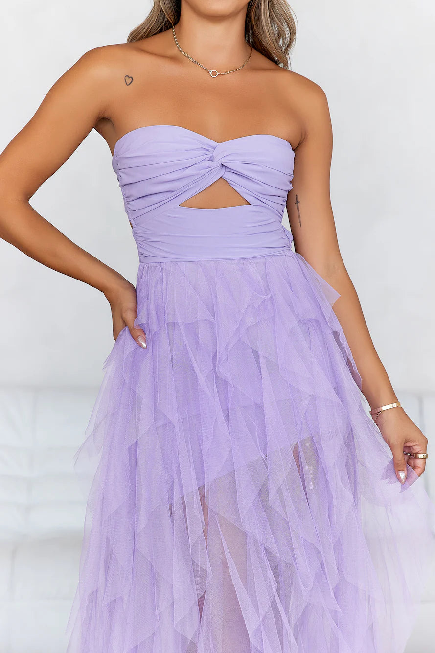 In Her Fairytale Tulle Strapless Maxi Dress Purple