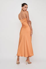 Missoula Cami Strap Padded Bust Midi Dress Orange