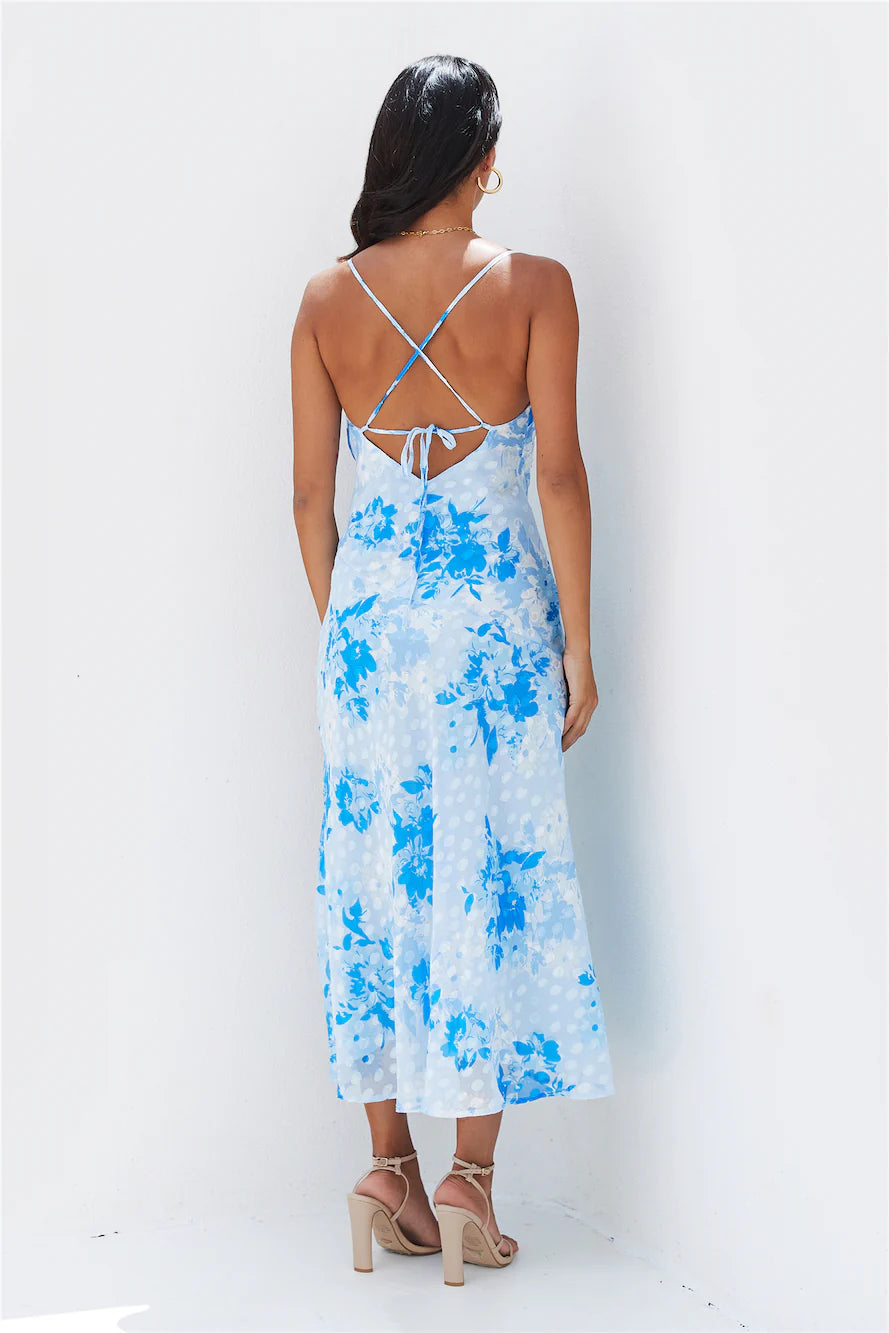 Into Spring Midi Dress Blue
