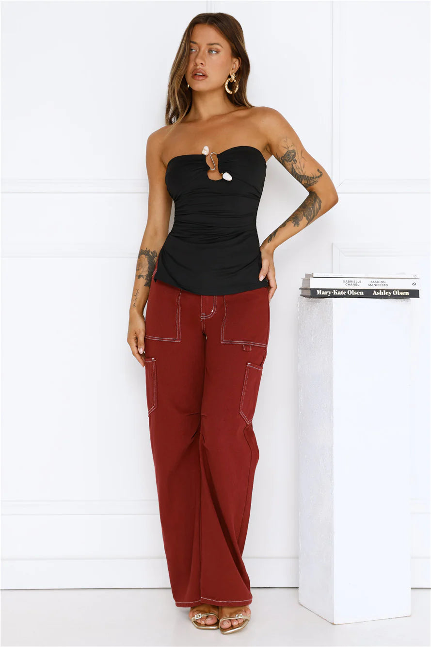Island Heatwave Strapless Top Black