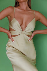 Dance With Me Crossover Bust Midi Dress Matcha
