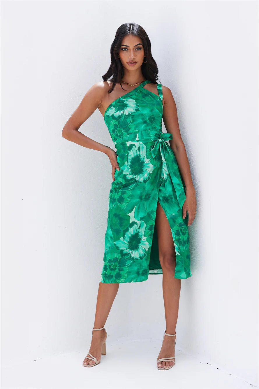Island Beaches Midi Dress Green