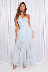 Lavish Style Tulle Maxi Dress Blue