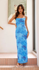 Ashley Maxi Dress - Dark Blue Floral