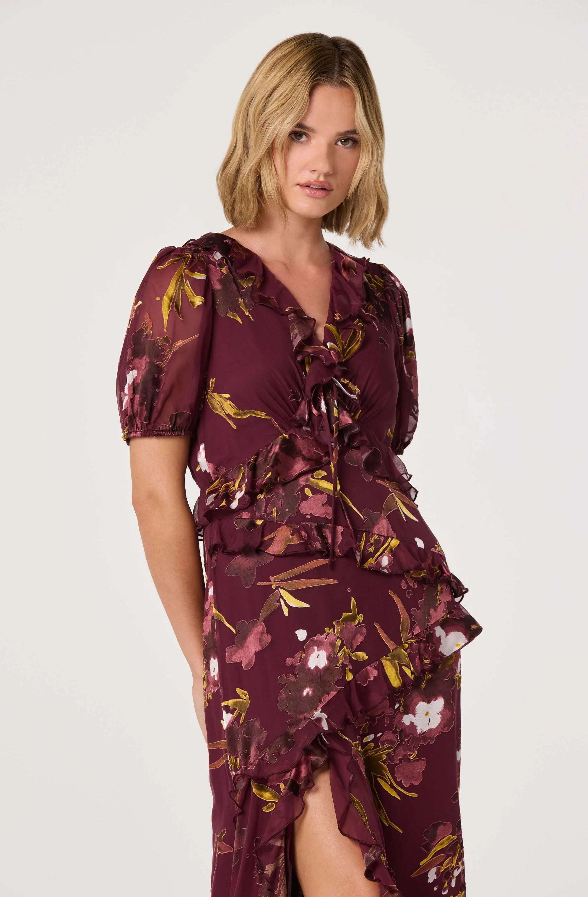 Bennet Ruffle Trim Midi Dress