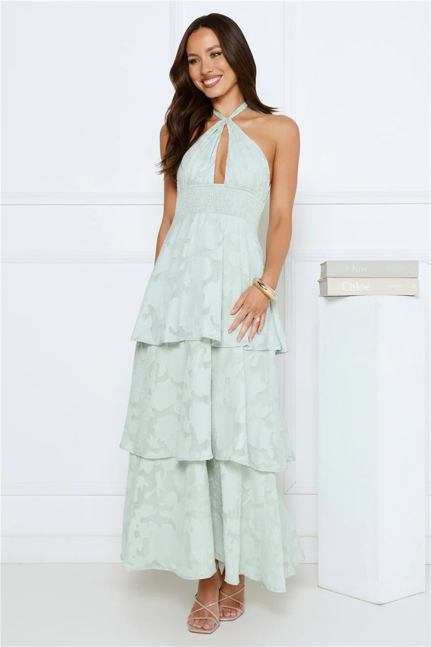 Island Sway Halter Maxi Dress Sage